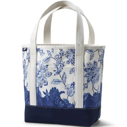 Medium Print 5 Pocket Open Top Canvas Tote Bag