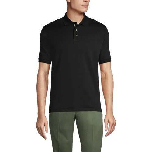 School Uniform Men's Short Sleeve Tailored Fit Banded Pima Polo Shirt