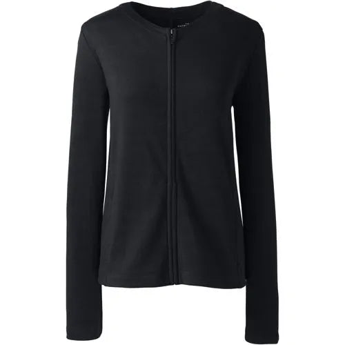 School Uniform Women's Cotton Polyester Zip Crew Cardigan