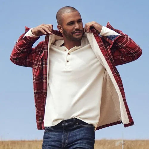 Men's Big and Tall Long Sleeve Thermal Waffle Henley