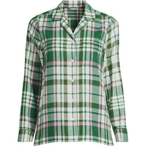 Women's Long Sleeve Print Flannel Pajama Top