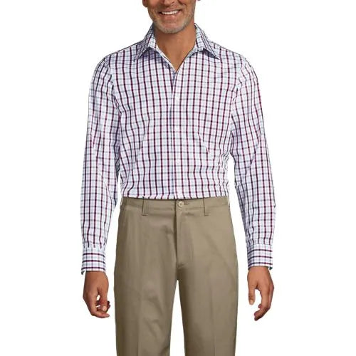 School Uniform Men's Tailored Fit Straight Collar Patterned Broadcloth Shirt