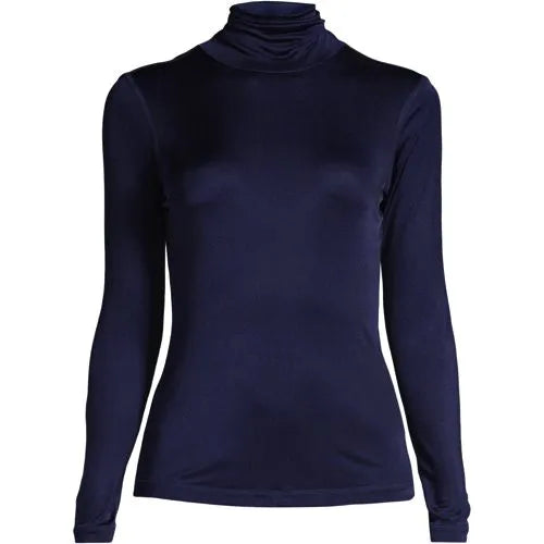 Women's Plus Size Silk Interlock Turtleneck Long Underwear Top