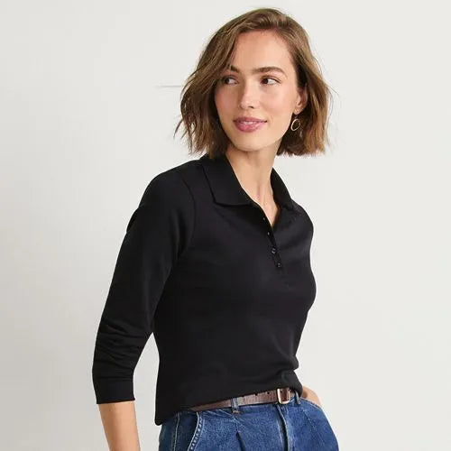Women's Long Sleeve Supima Cotton Polo Shirt