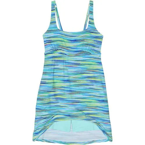 Women's Chlorine Resistant Tummy Control Square Neck Swim Dress One Piece Swimsuit with Shorts