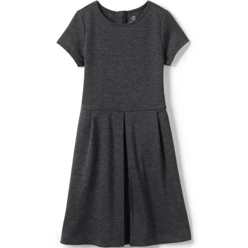 School Uniform Girls Short Sleeve Ponte Dress Top of Knee