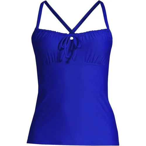 Women's Chlorine Resistant Tie Front Underwire Tankini Swimsuit Top Adjustable Straps