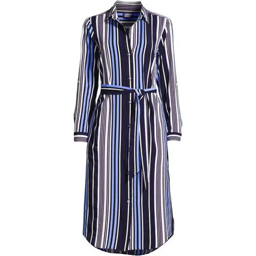 Women's Plus Size Midi Belted Shirt Dress