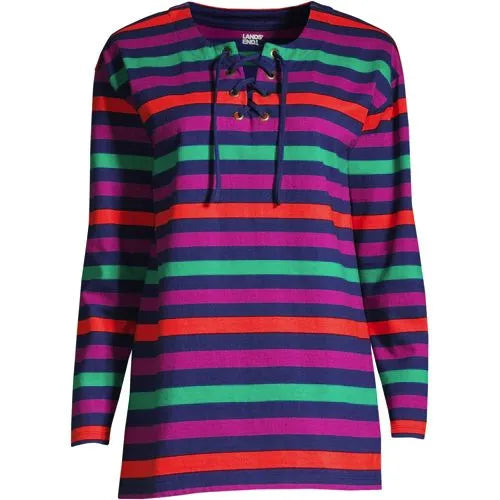 Women's Petite Long Sleeve Heavyweight Jersey Lace Front Tunic