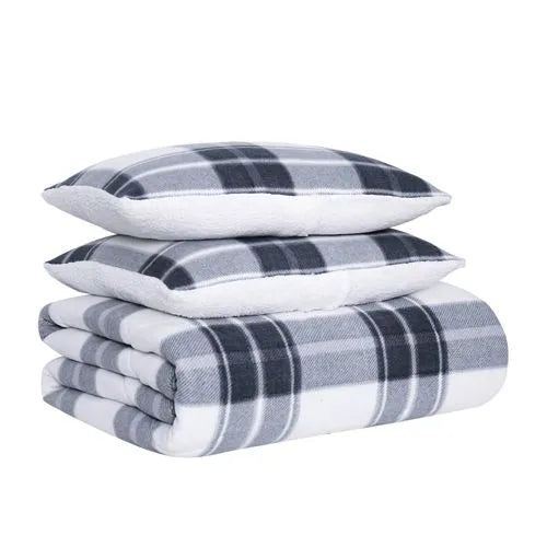 Cannon Cozy Teddy Plaid Print Comforter Set