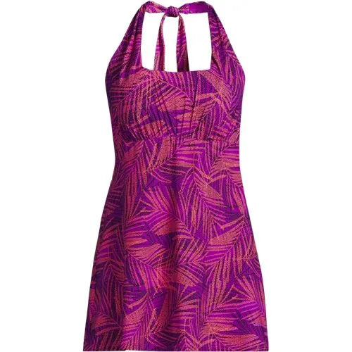 Women's Square Neck Halter Swim Dress One Piece Swimsuit