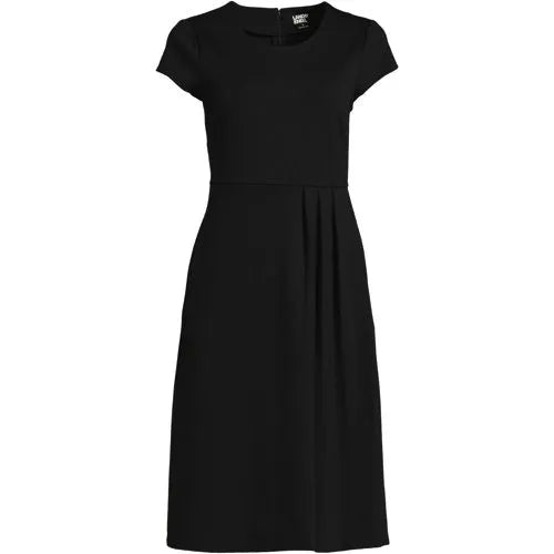 Women's Petite Cap Sleeve Box Pleat Ponte Dress
