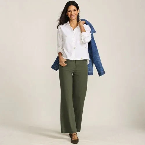 Women's High Rise 5 Pocket Wide Leg Chino Pants