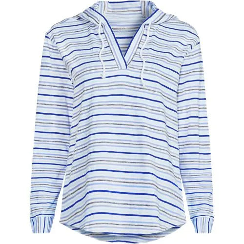 Women's Long Sleeve Slub Hooded Popover