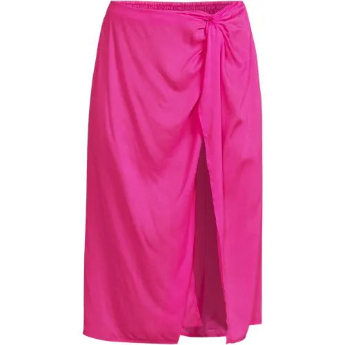Women's Twist Front Knee Length Swim Cover-up Skirt