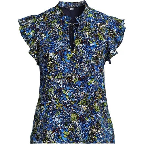 Women's Chiffon Tie Neck Ruffle Shirt