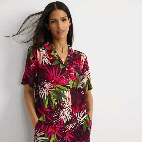 Women's Rayon Short Sleeve Camp Shirt
