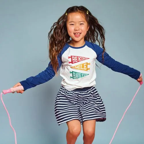 Girls Long Sleeve Raglan Graphic T-Shirt