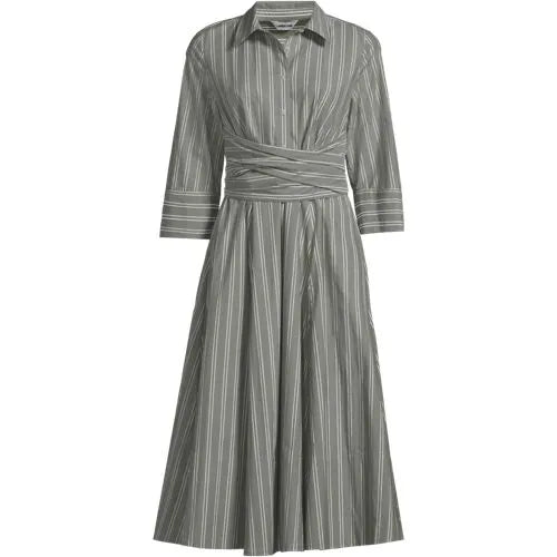 Women's Poplin Midi Wrap Front Dress