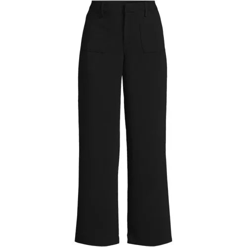 Women's Crepe High Rise Patch Pocket Wide Leg Crop Pants