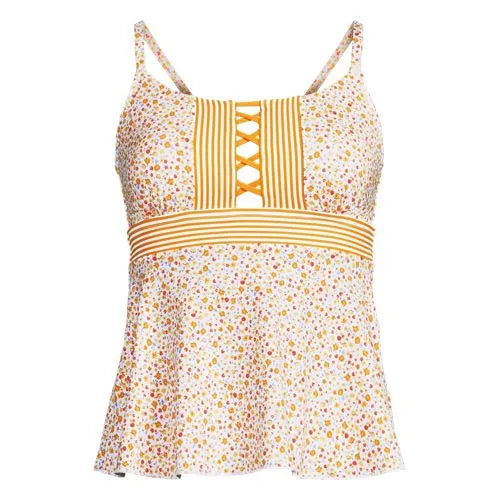 Women's Lace-up Flutter Tankini Swimsuit Top