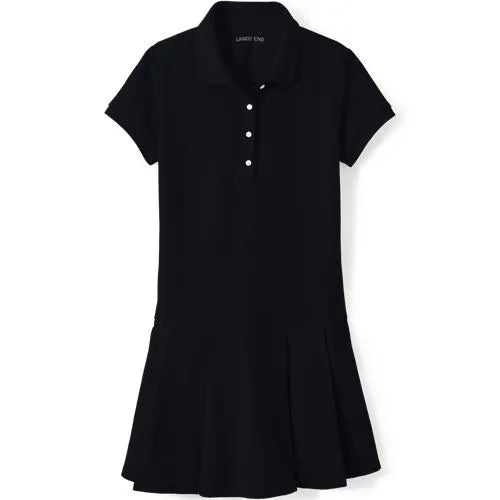 School Uniform Girls Short Sleeve Mesh Pleated Polo Dress