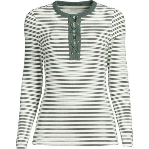 Women's Polished Rib Tie Henley Top