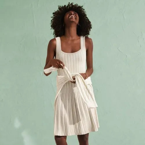 Women's Square Neck Above Knee Sweater Dress