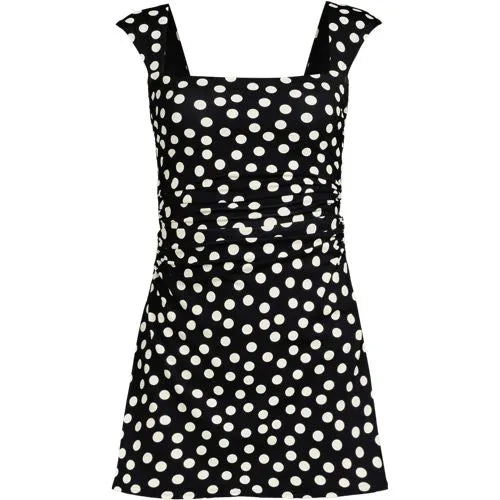 Women's Smoothing Square Neck Ruched Swim Dress Swimsuit