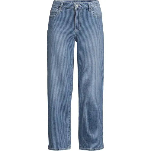 Women's Soft Denim Mid Rise Relaxed Straight Crop Jeans