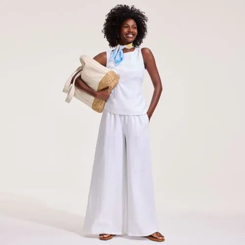 Women's Linen High Rise Palazzo Pants - Set Bottom