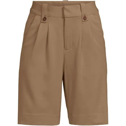 Women's Soft Polish High Rise Pleated 10" Shorts