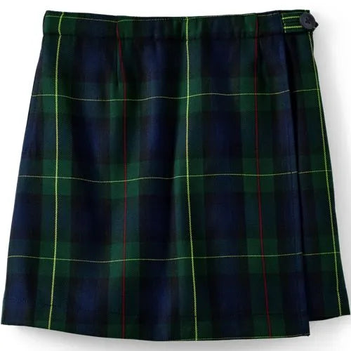School Uniform Girls Plaid A Line Tab Skort Top of Knee