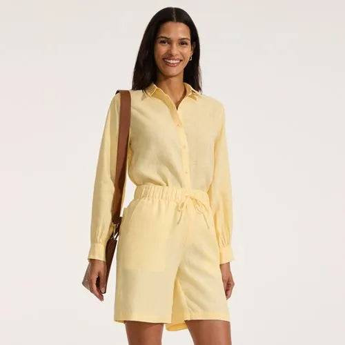 Women's Linen High Rise Pull On 7" Shorts