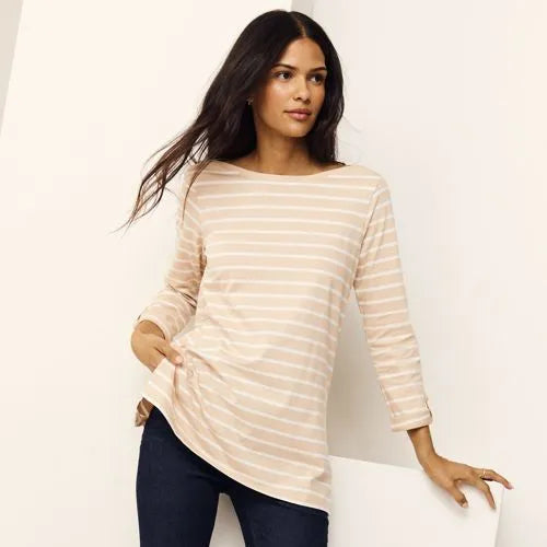 Women's Supima Cotton Adjustable 3/4 Sleeve Boatneck Tunic
