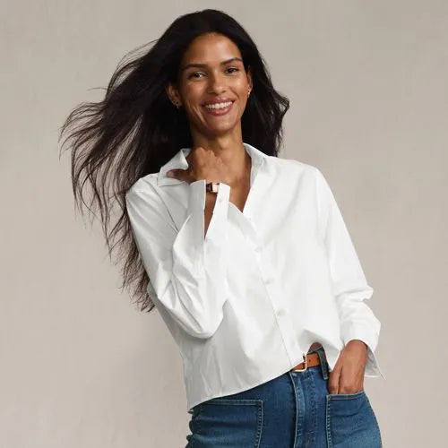Women's No Iron Boxy Cropped Shirt