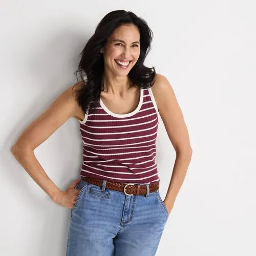 Women's Pointelle Rib UNeck Tank