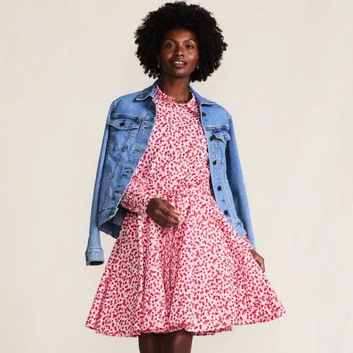 Women's Poplin Button Front Dress with Godets