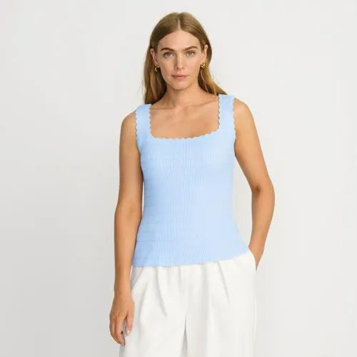 Women's Ribbed Square Neck Tank Sweater - Set Top