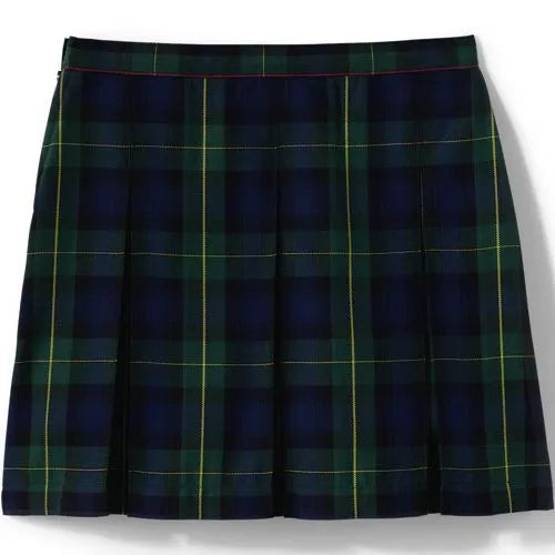 Girls Top of the Knee Plaid Box Pleat Skirt