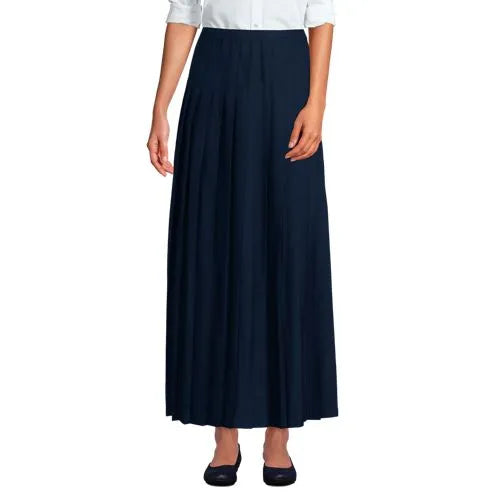 Girls Solid Pleated Skirt Ankle Length