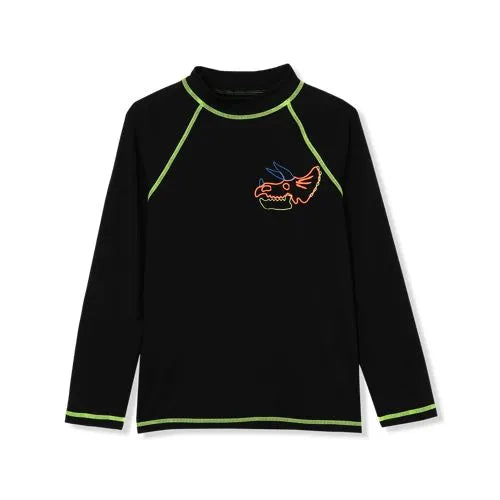 Boys Chlorine Resistant Long Sleeve Mock Neck UPF 50 Rash Guard