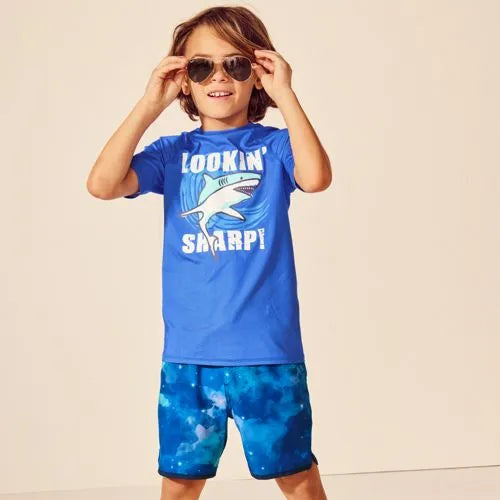 Boys Sunshade UPF 50 Short Sleeve Solid Rash Guard