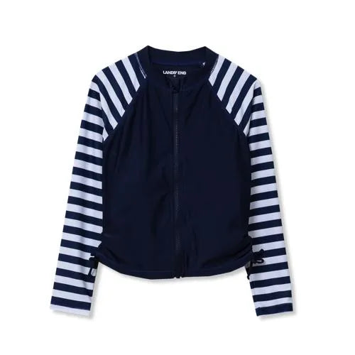 Girls UPF 50 Long Sleeve Zip Front Rash Guard