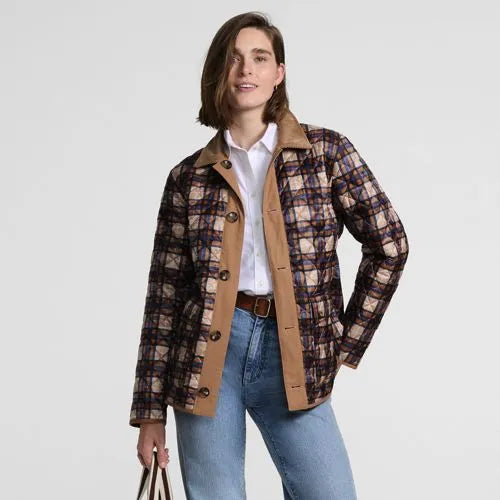 Women's Print Reversible Barn Quilted Insulated Jacket