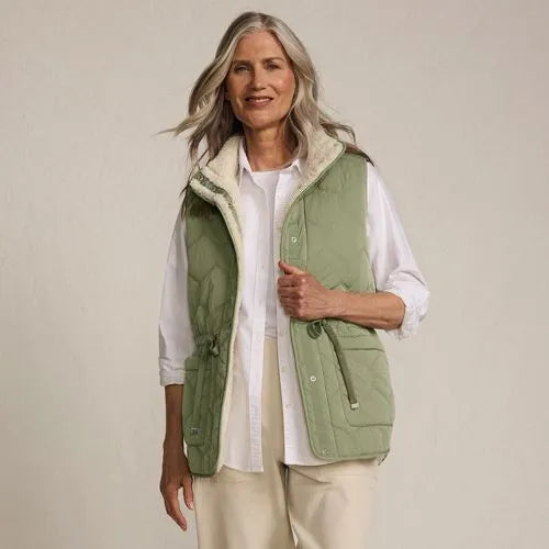 Women's Reversible Quilted Sherpa Fleece Vest