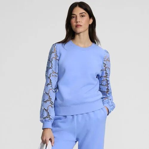 Women's Serious Sweats Lace Sleeve Sweatshirt