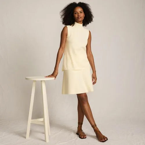 Women's Fine Gauge Cotton Sweater Above the Knee Circle Skirt