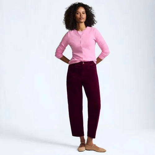 Women's Corduroy High Rise Barrel Leg Ankle Pants
