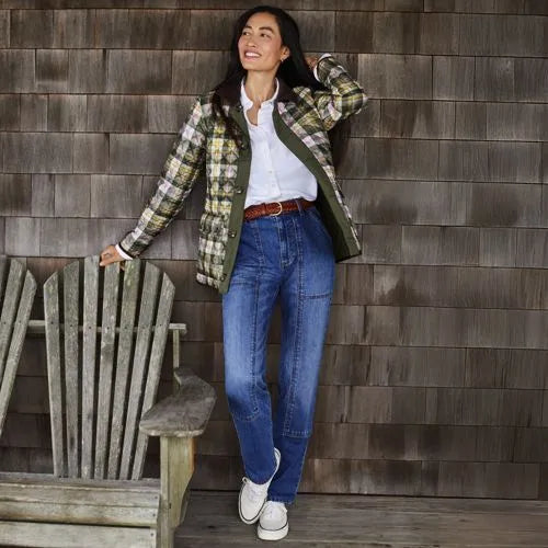 Women's Soft Denim High Rise Rail Straight Leg Utility Jeans
